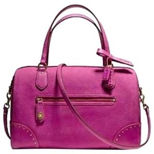 Coach Poppy East West Studded Pink Nubuck Leather